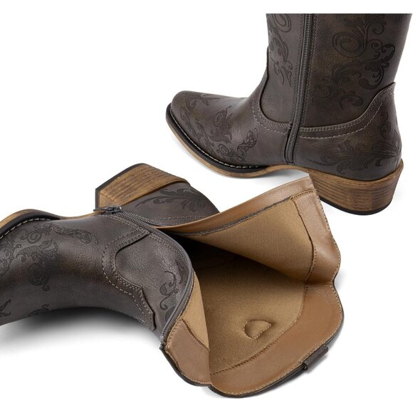 Dream Pairs Women's Grey Western Low Chunky Heels Square Toe Fall Ankle Boots - Picture 5 of 7